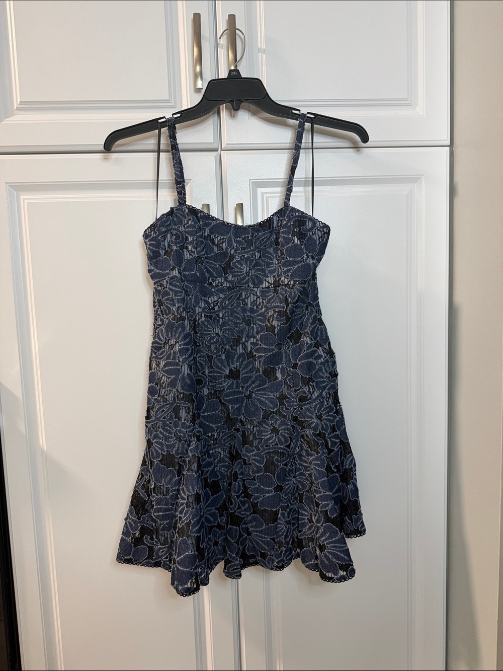 Steve Madden Navy Floral Lace Mini Dress